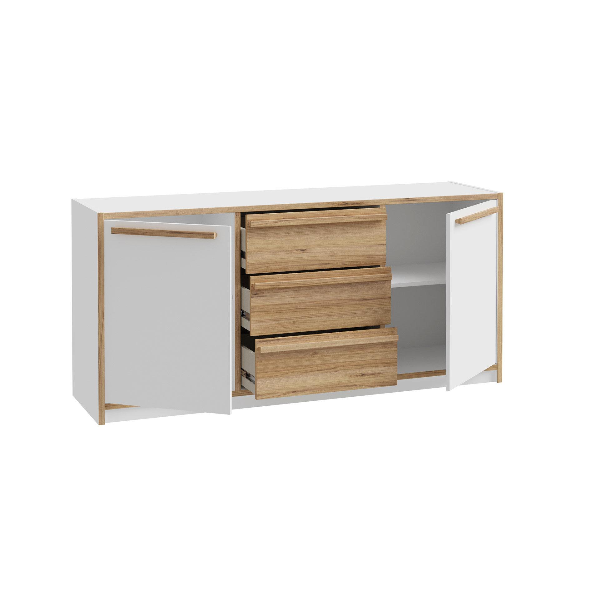 Sideboard - weiß-Catania Eiche - 159 cm