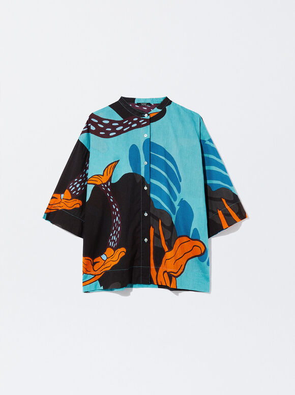 Camisa de algodão estampada - Multicor