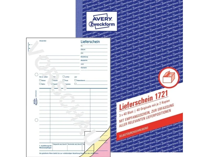 Avery Zweckform - Leveringsblanket - 40 ark - A5 - triplikat