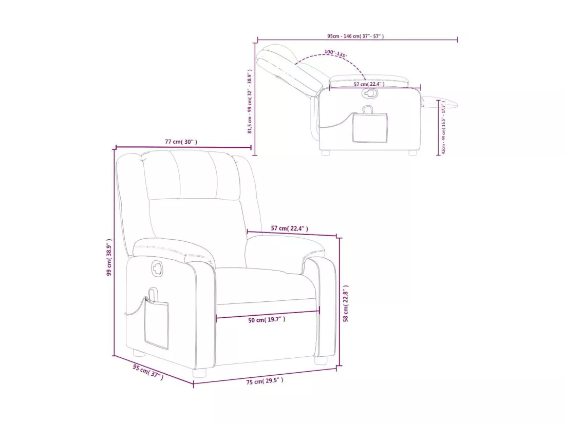 Fauteuil de massage inclinable Rouge bordeaux Similicuir