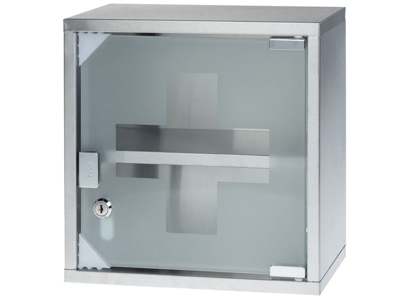 STRUCT Erste Hilfe Schrank 30 x 30 x 12 cm, Edelstahl Medizinschrank zur Wandmontage
