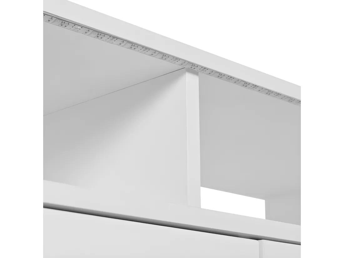 Buffet bas avec éclairage LED - 4 tiroirs et 2 portes - Blanc