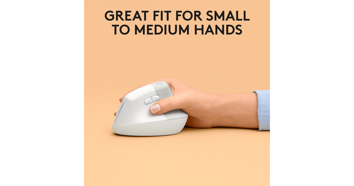 LogitechLift voor Mac Verticale Ergonomische Muis  (Wit, 400 - 4000 dpi, Bluetooth Low Energy)