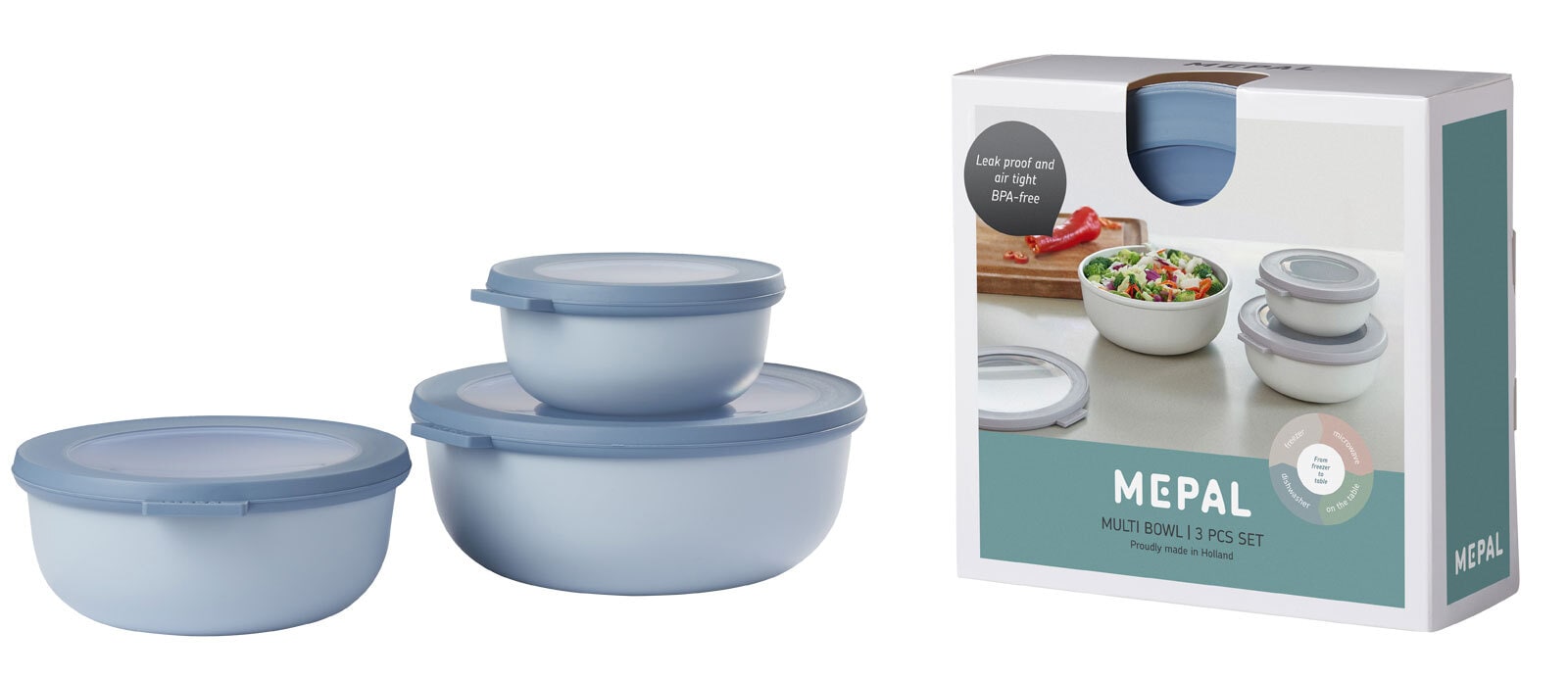 MEPAL Aufbewahrungsbox CIRQULA 3-teilig Kunststoff nordicblue