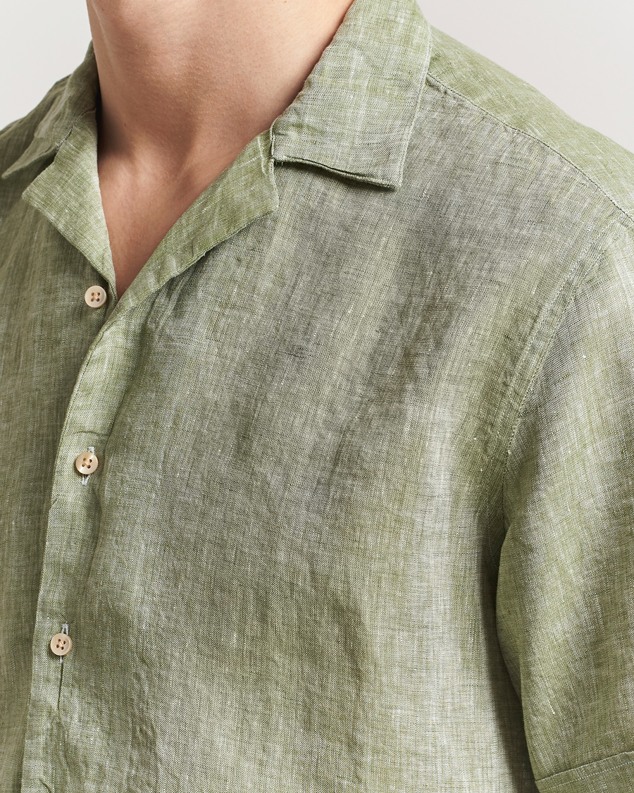 Stenströms Short Sleeve Linen Shirt Green