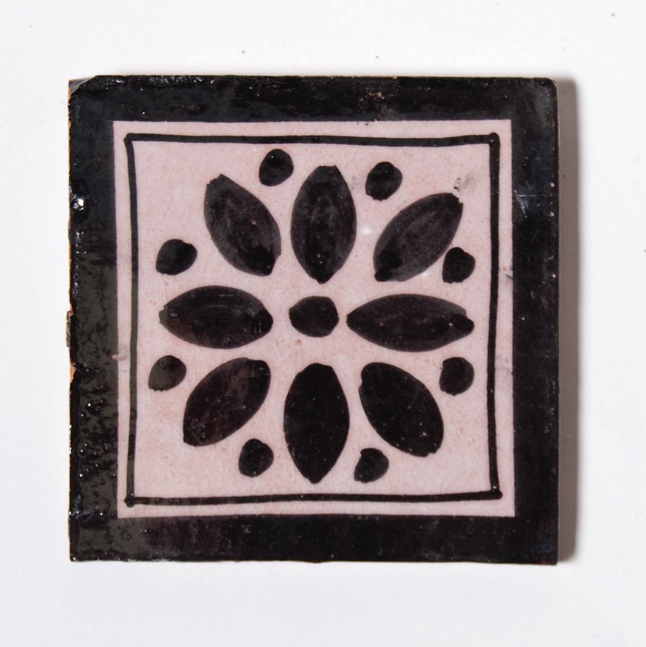 Fliese 'fleur noir', schwarz/weiß, L 10 cm, B 10 cm, H 1cm von fischer's lagerhaus