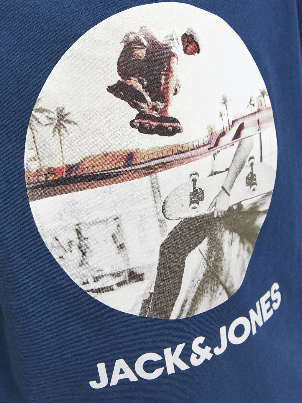 JACK & JONES T-shirt JJNAVIN met printopdruk donkerblauw