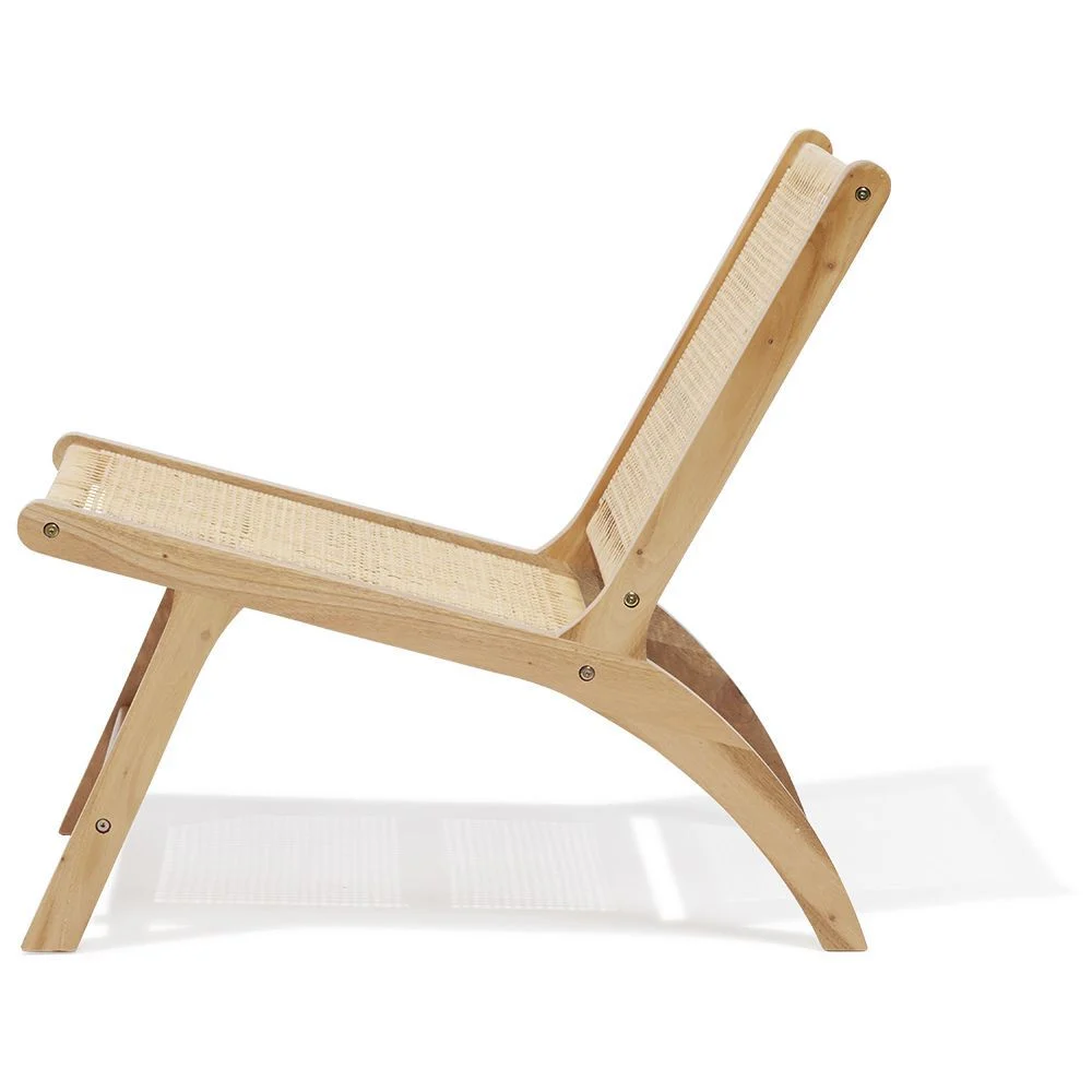 Fauteuil Nidam bois d'acajou et rotin naturel - L54xP77xH71 cm