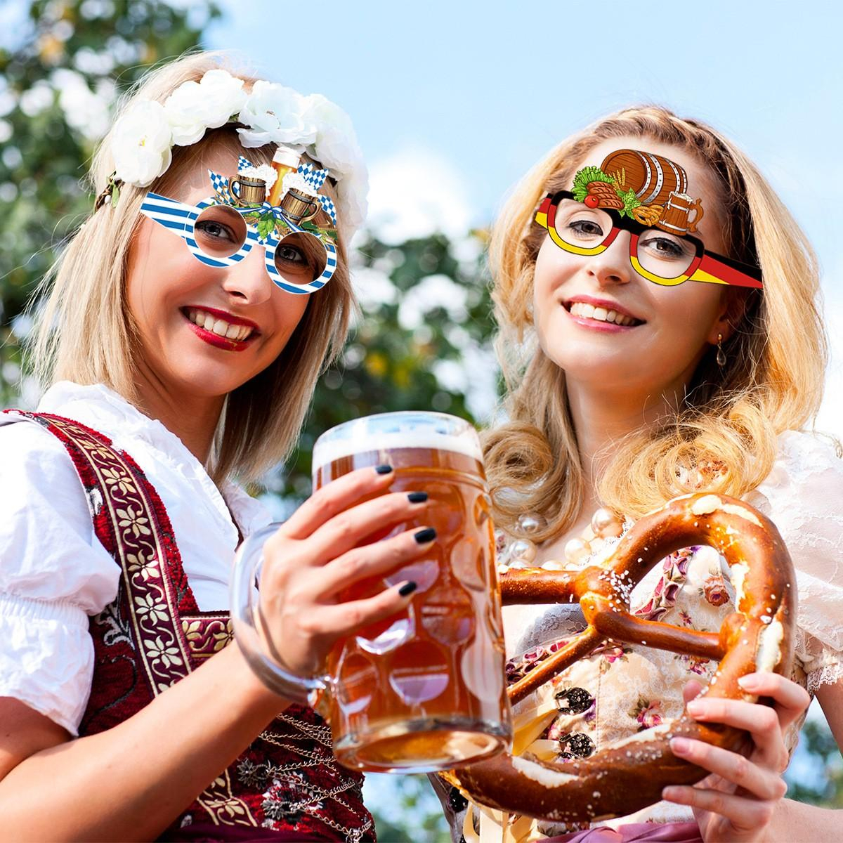 (12er Set) Photo Booth Party Brillen Fotorequisite Bayerische Foto Accessoires Deko für lustige Bilder - Oktoberfest