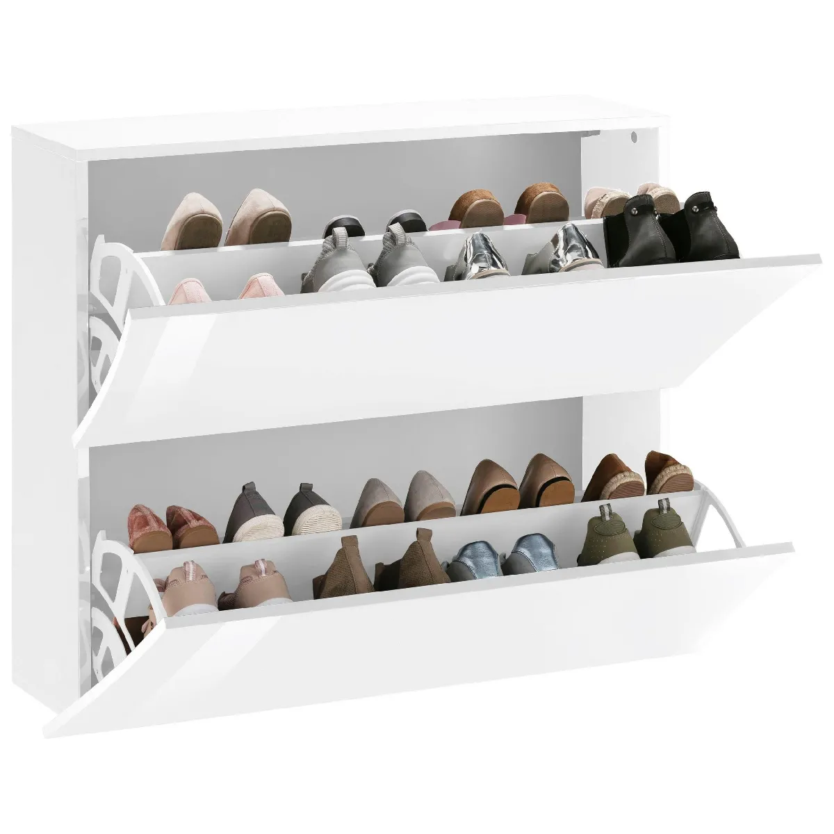 Alter Étagère à Chaussures Moderne - Blanc Brillant