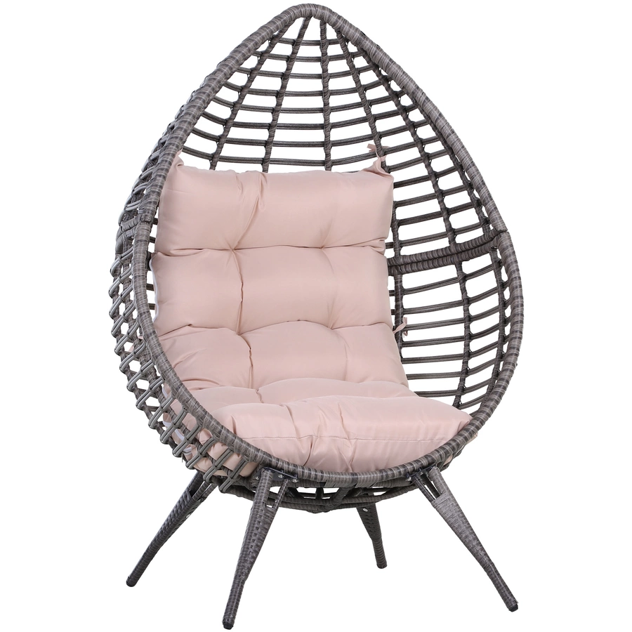 Outsunny Gartensessel in Tropfen Design grau, beige