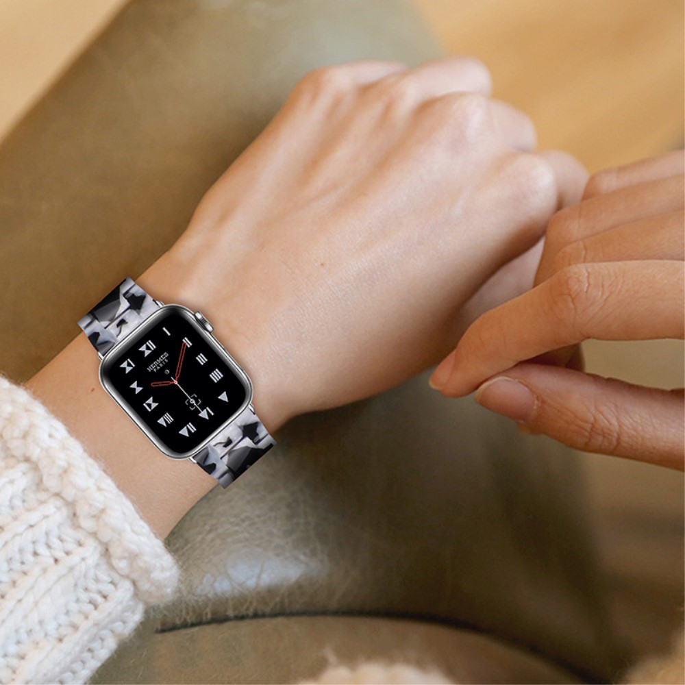 Apple Watch (42/41/40/38 mm) Resin Armband mit Faltschliesse - Schwarz / Weiss