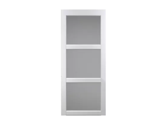 Porte Coulissante Kenya Blanc Vitrée H204 X L83 + Systeme Galandage Et Kit Finition Inclus Gd Menuiseries