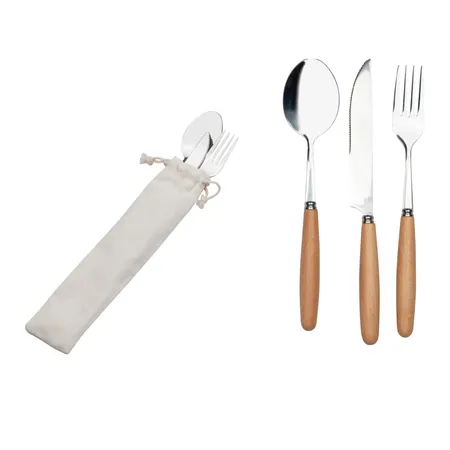 Macma Besteckset in einem Baumwolltäschchen / Löffel, Gabel und Messer