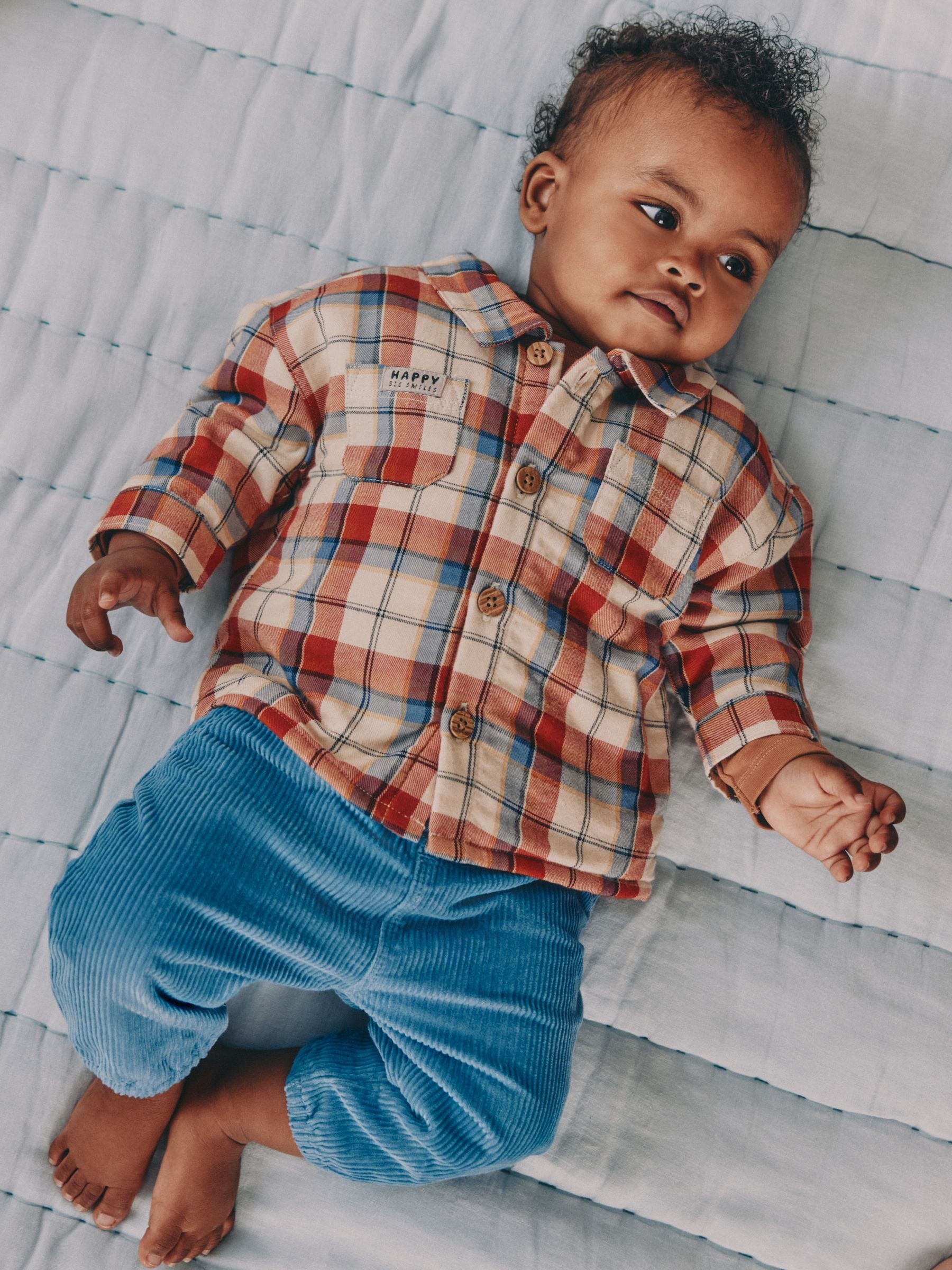 Bruin/donkerblauw - 3 -delige Baby Overshirt en Broeken Set (0mnd -2jr)