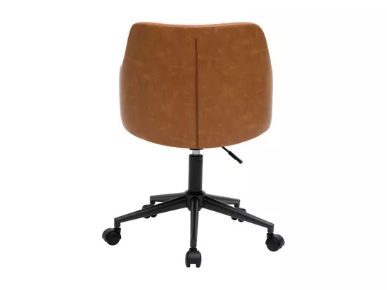 Chaise de bureau à roulettes vintage marron et métal noir HEMMY