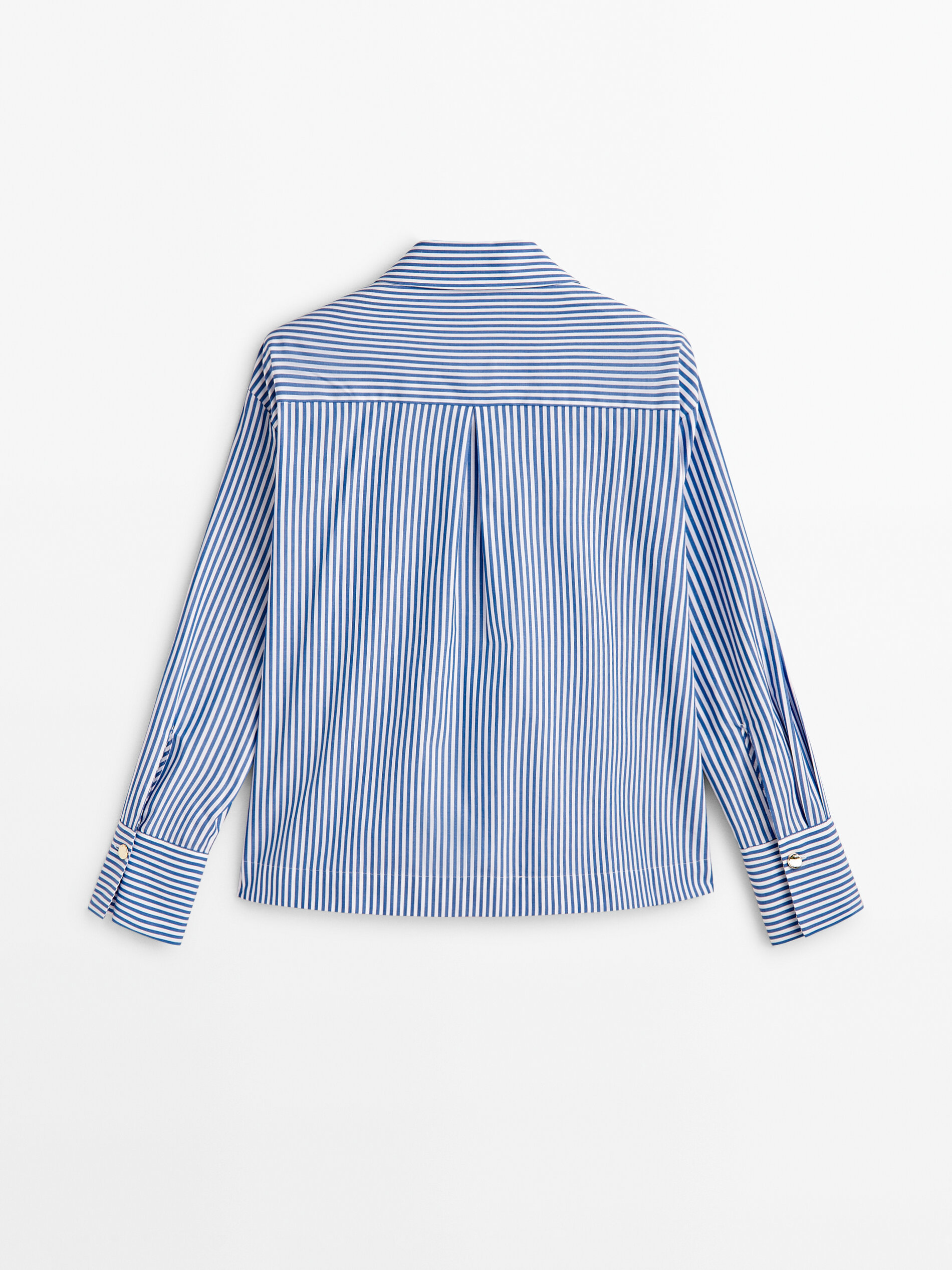 Camisa listrada Poplar com detalhe de babado - Studio - Azul Marinho