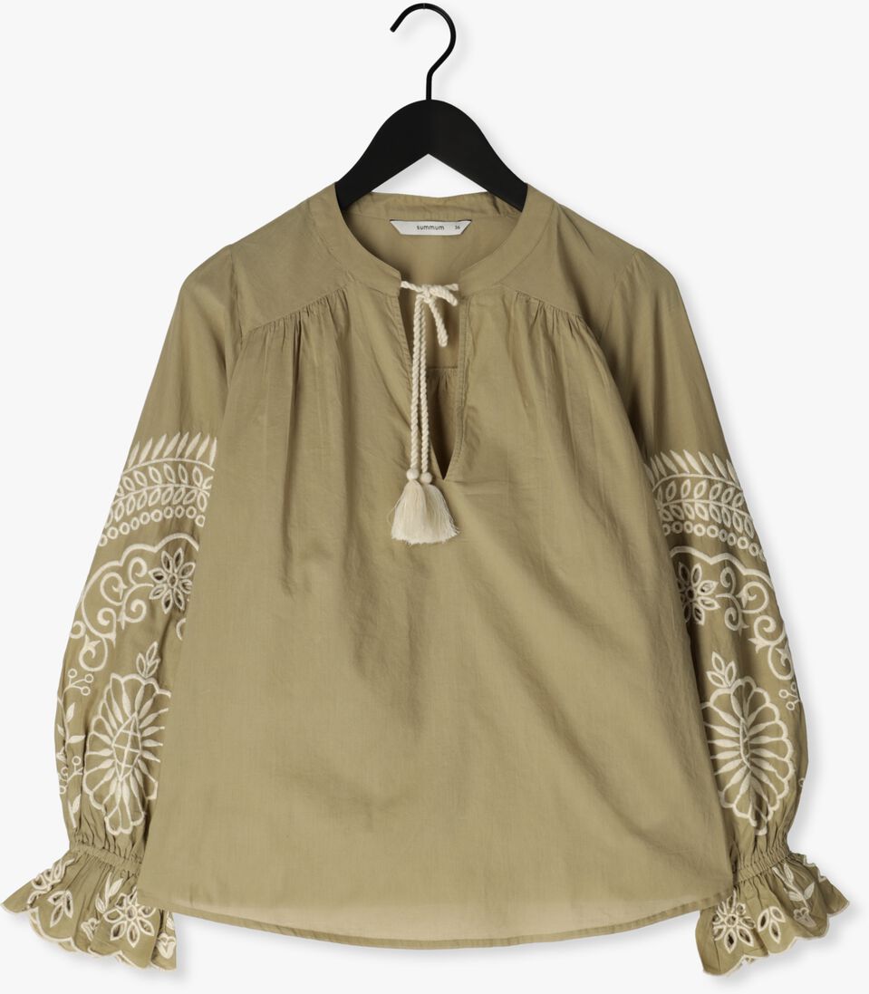 SUMMUM groene summum blouse top ivory embroidery