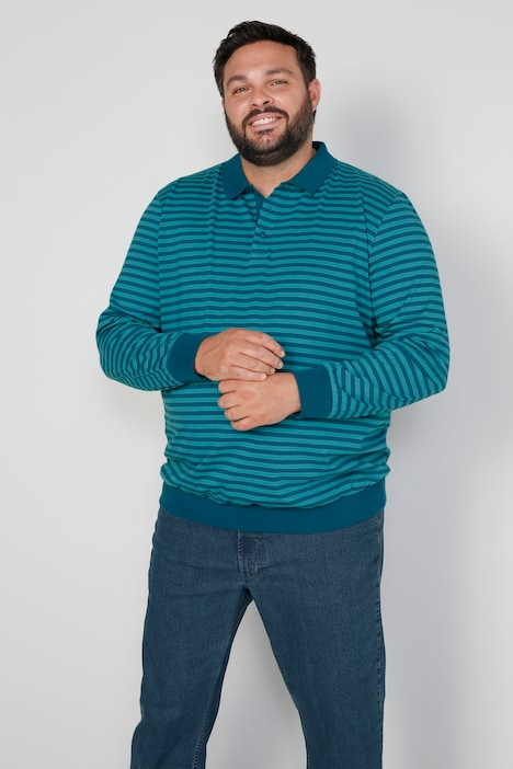 Boston Park Poloshirt, Langarm, Bauchfit, Ringel, bis 80/82
