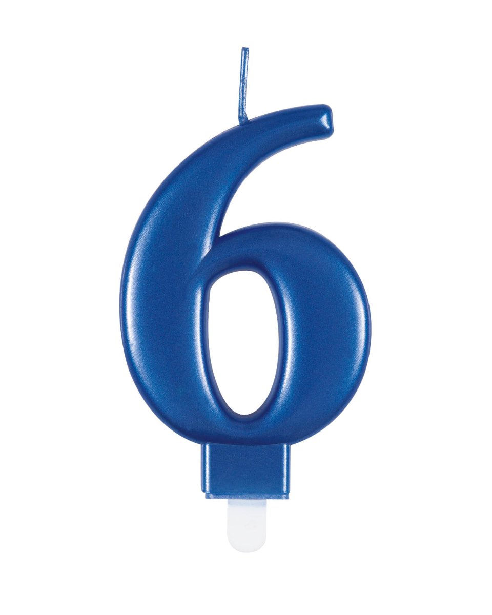 6 Jaar Kaars Blauw 12cm