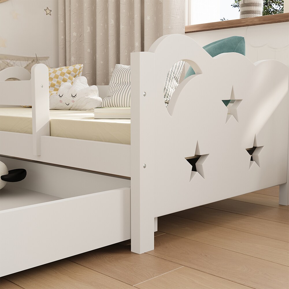VitaliSpa Kinderbett Einzelbett Juniorbett Jessica Weiß 160x80 cm modern Kinderzimmer Bett Bettschublade Rausfallschutz