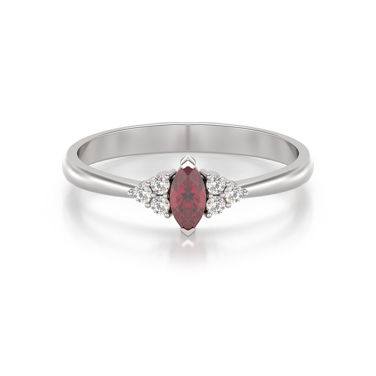 Bague ADEN Or 585 Blanc Rubis et diamants 2.1grs