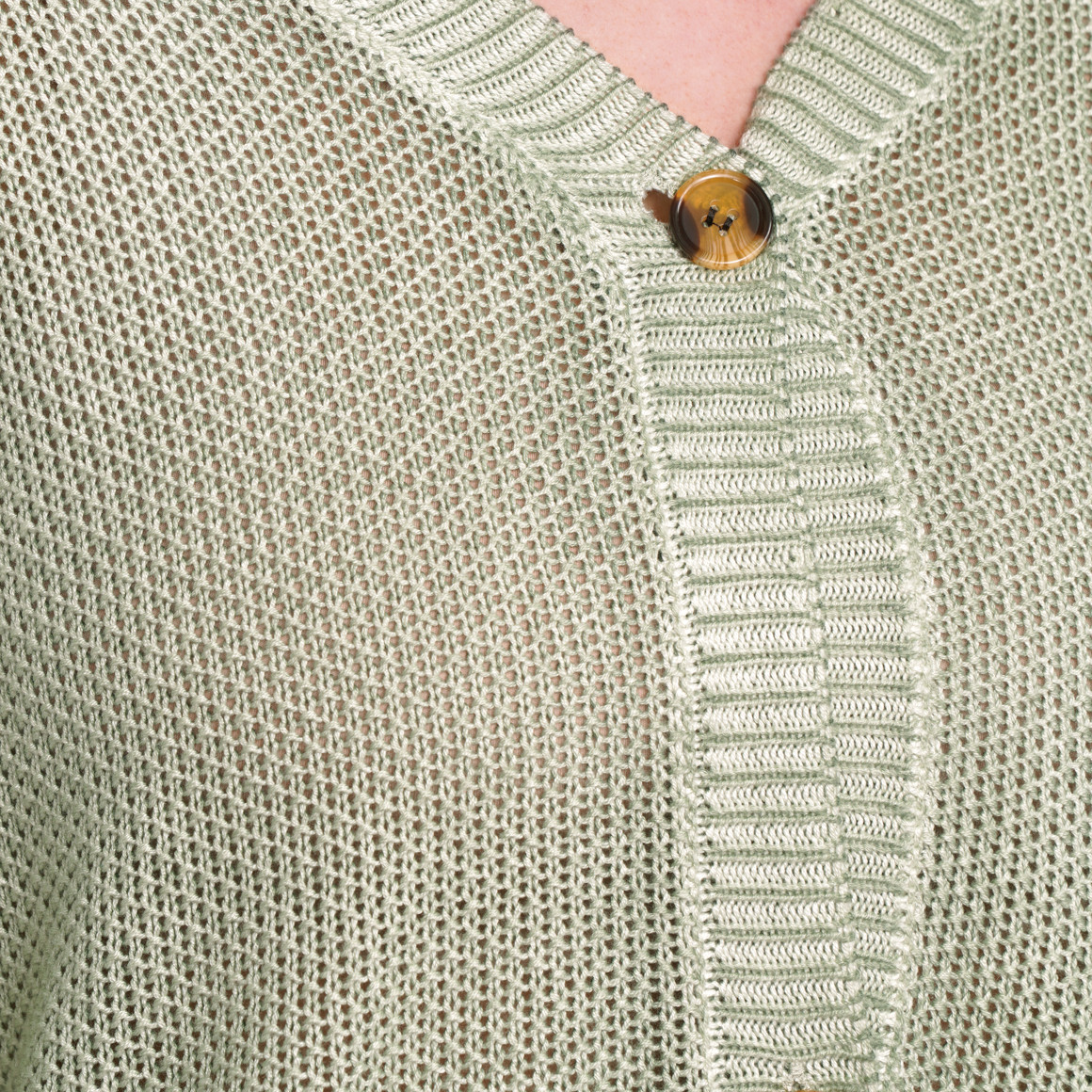 Gina Benotti Damen Strickjacke mit Perlstrick salbei
