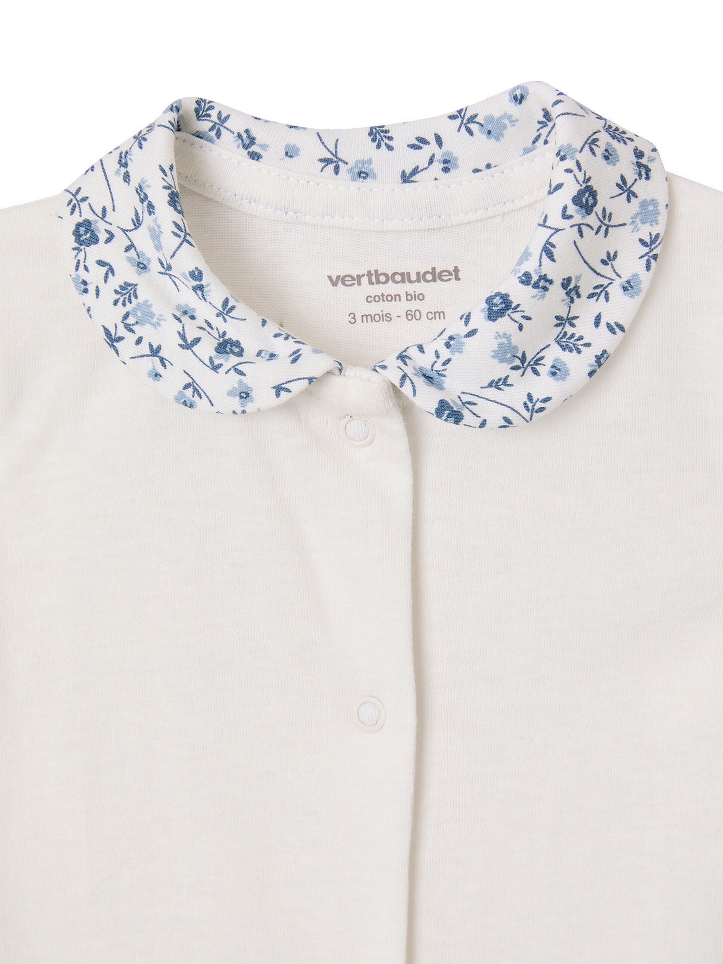 Vertbaudet Bio-Kollektion: 2er-Pack Baby Strampler mit Blumen blau
