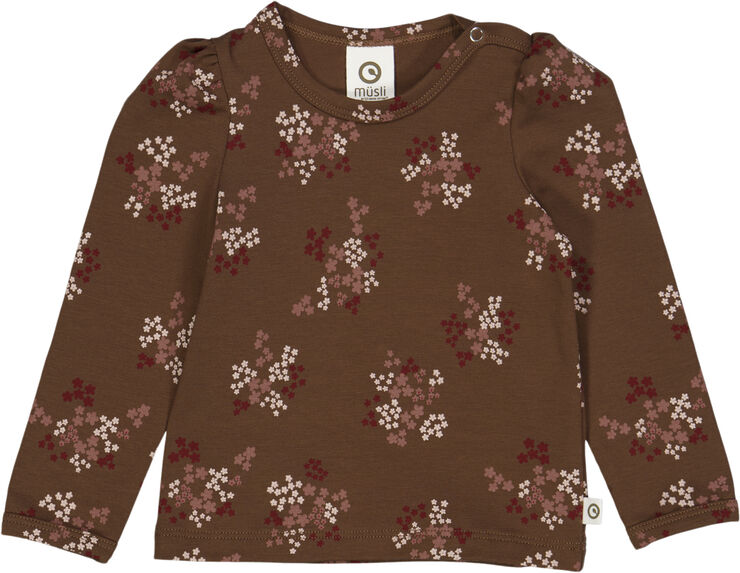Müsli by Green Cotton Flora puff l/s T baby Bark/ cabernet/ nightingale