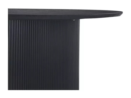 Table à manger ronde VAGOS effet bois brun foncé, idéal pour une salle à manger conviviale