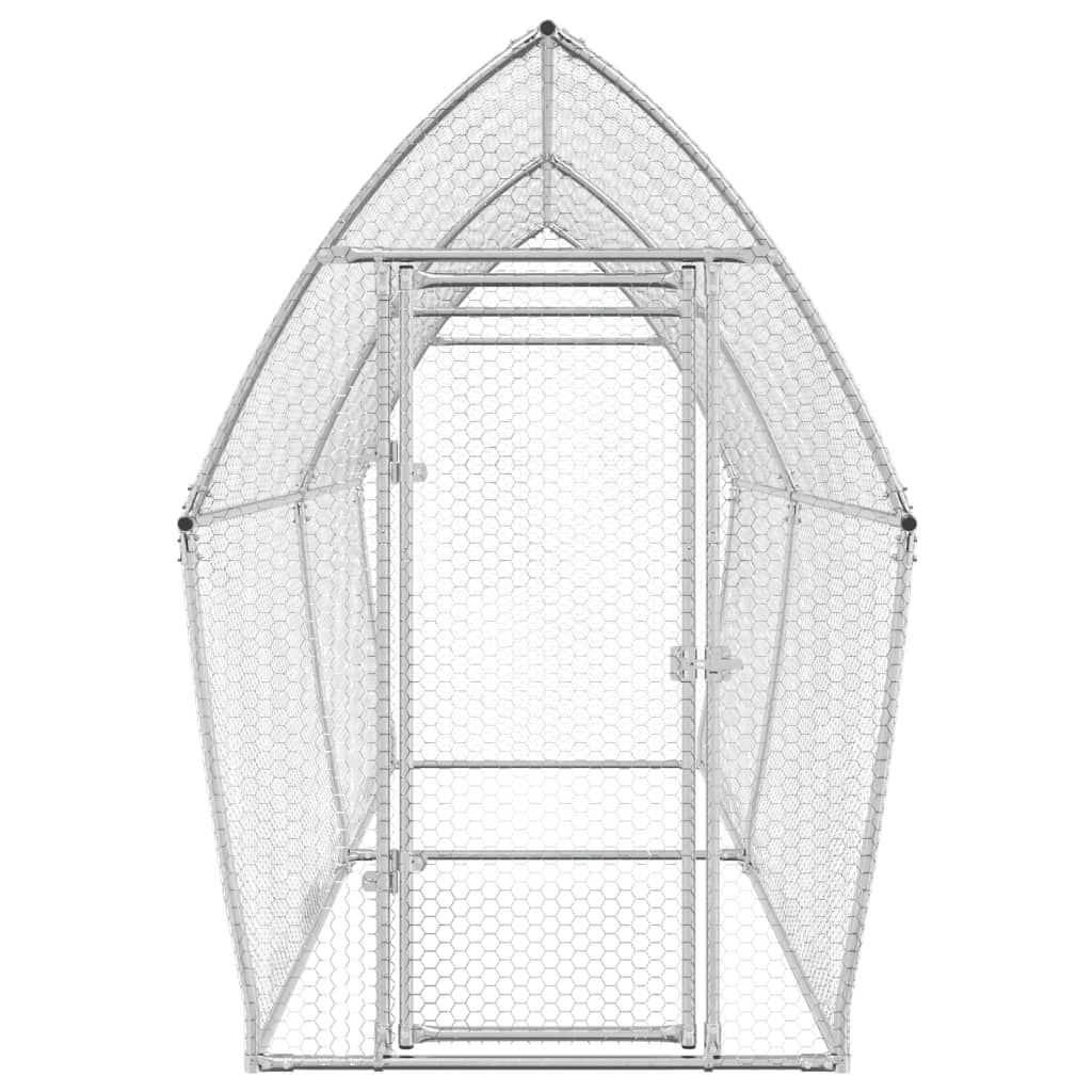 Gaiola para galinhas vidaXL, aço galvanizado prateado, 200x105x182 cm