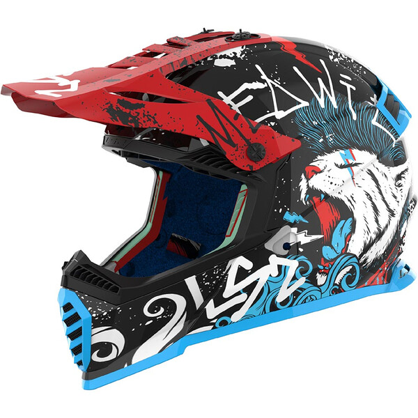 LS2 - Casque MX437 Fast Evo II Mini Starmaw Noir / Rouge / Turquoise / Brillant