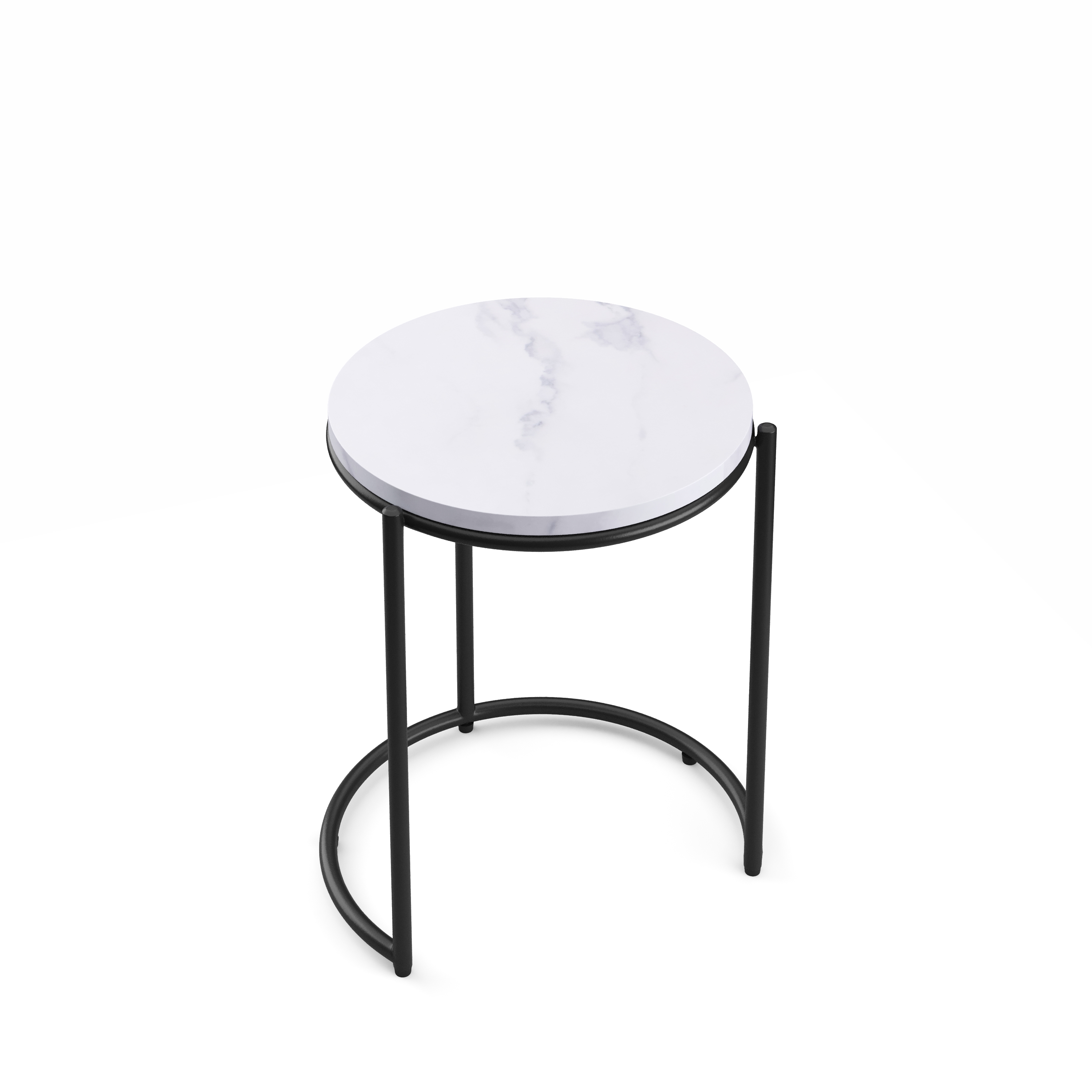 Beistelltisch Metall FINA rund 2-teilig weiss/schwarz