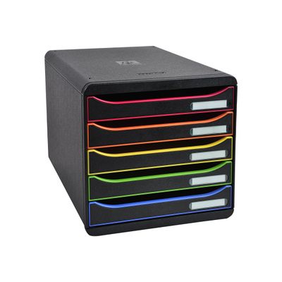 Exacompta BigBox Plus - Module de classement 5 tiroirs - noir/arlequin