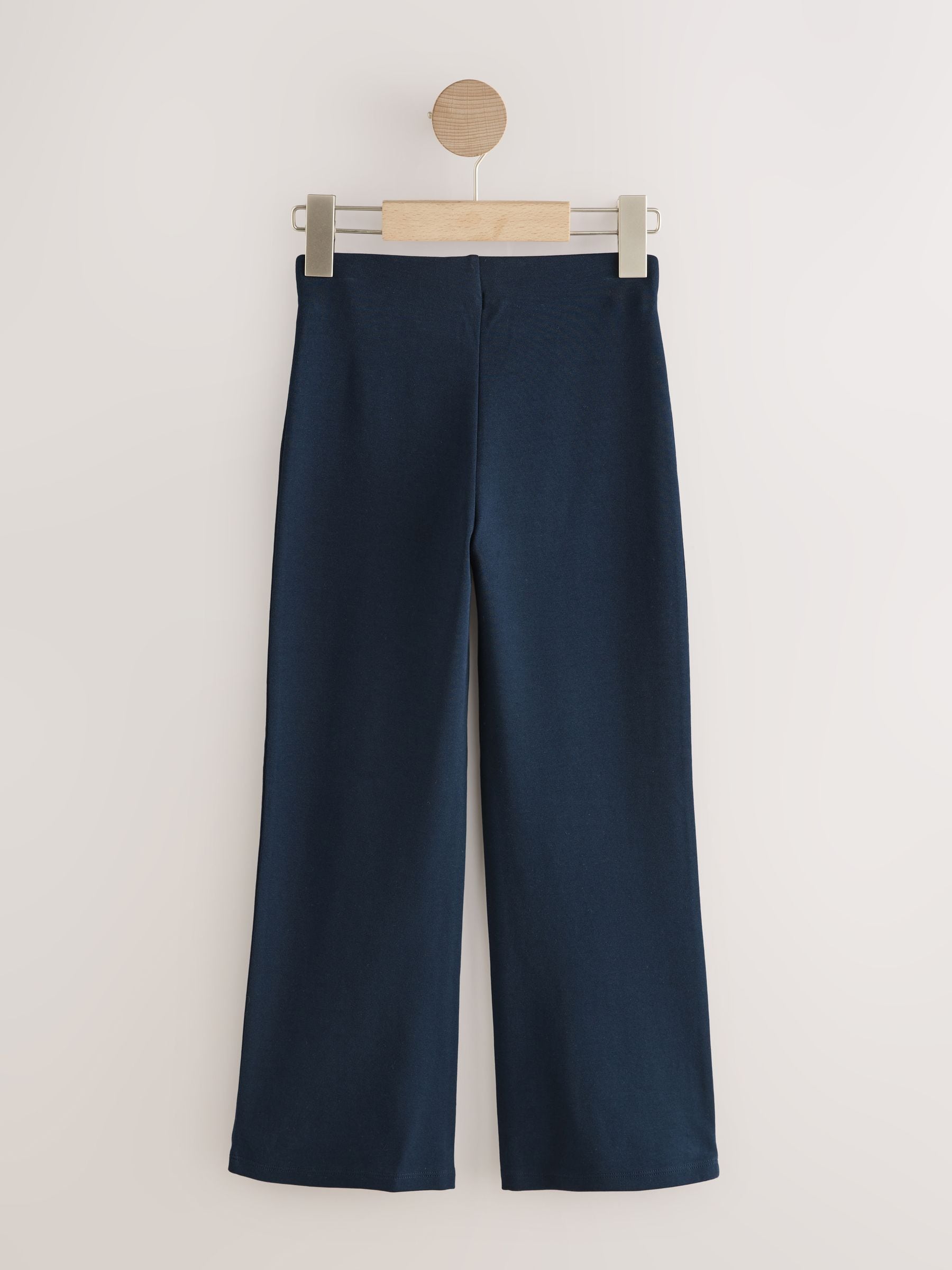 Donkerblauw - Schoolbroek met hoog aandeel katoen, stretchy, bootcut en elastische tailleband (3 - 16 jr)