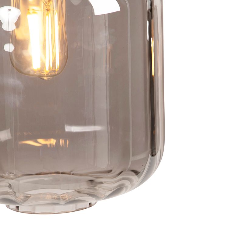Design hanglamp zwart met smoke glas 3-lichts 161,5 cm - Qara