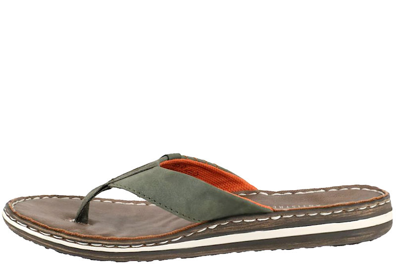 RIEKER SLIPPERS MED TÅREM I GRØNT TEKSTIL