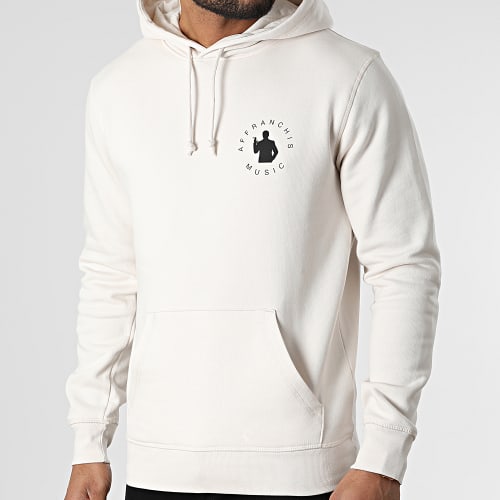 Sweat Capuche Vertical Back Beige Vintage Noir