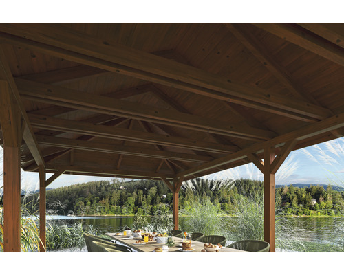 SKAN HOLZ Orleans 4 paviljoen, 569 x 1046 cm, notenhout