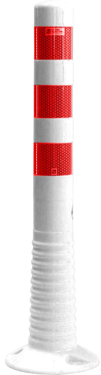 Flexibele witte paal/afzetpaal, 75 cm, overrijdbaar, goed zichtbaar en veilig, met reflecterende folie / rode reflecterende folie / 1 paal