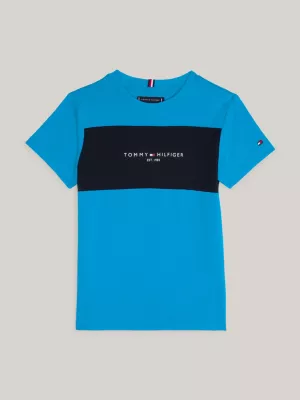 Camiseta de gola redonda com blocos de cores