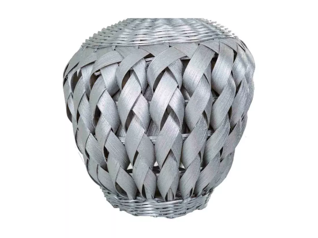 Vase en bambou laqué argenté 15x26x36h
