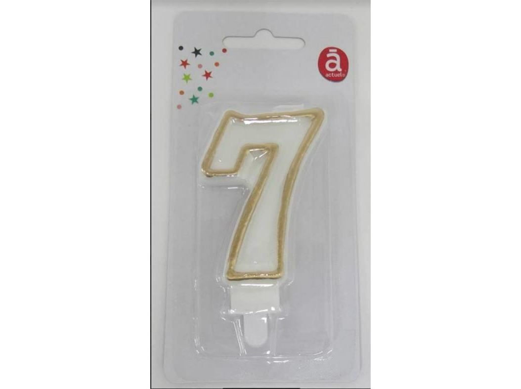 VELA ANIVERSÁRIO Nº 7 ACTUEL BRANCO C/REB DOURADO