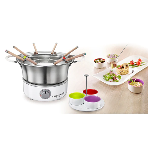 Fondue électrique élégance avec thermostat et 6 ramequins Lagrange