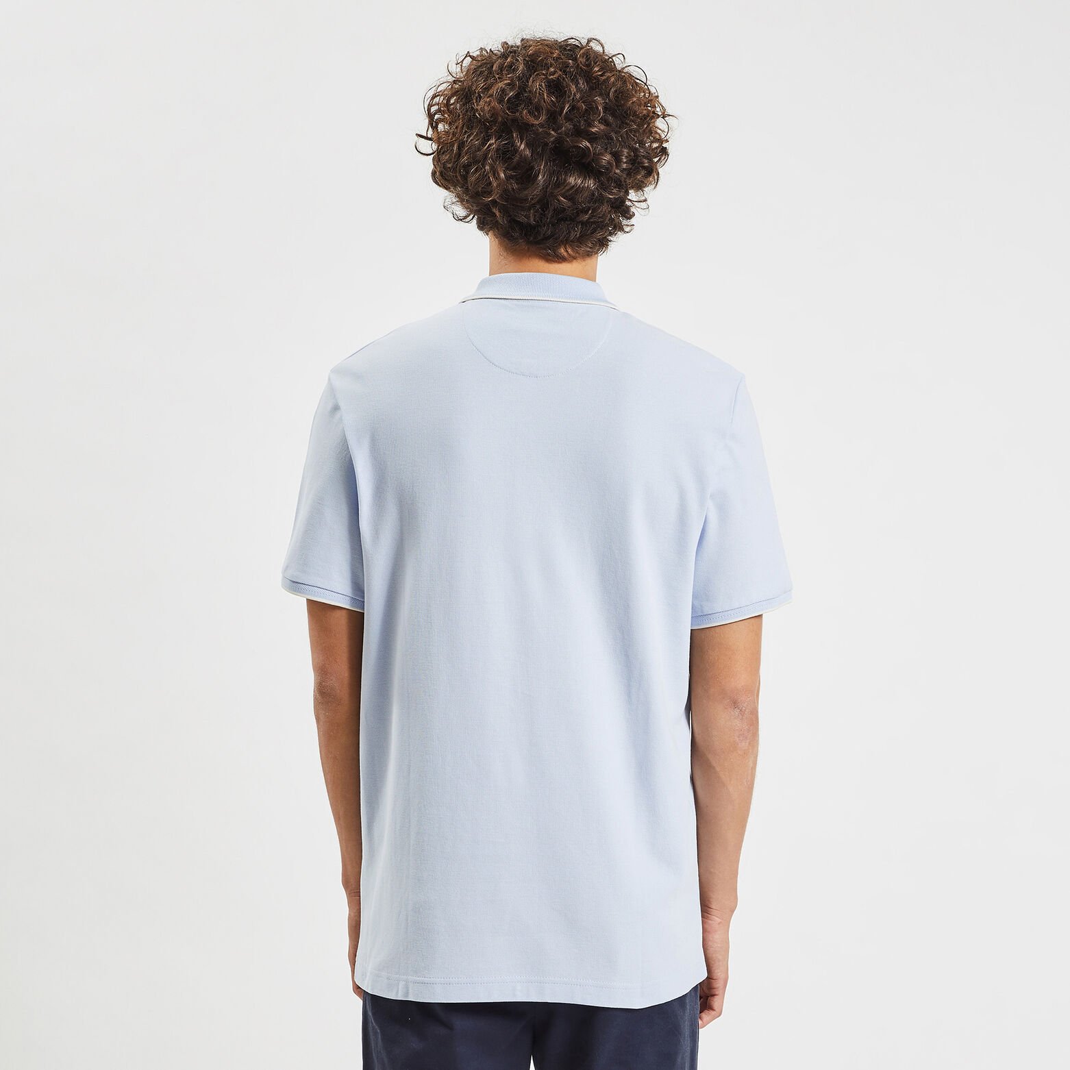 Polo manches courtes uni coton piqué Bleu clair