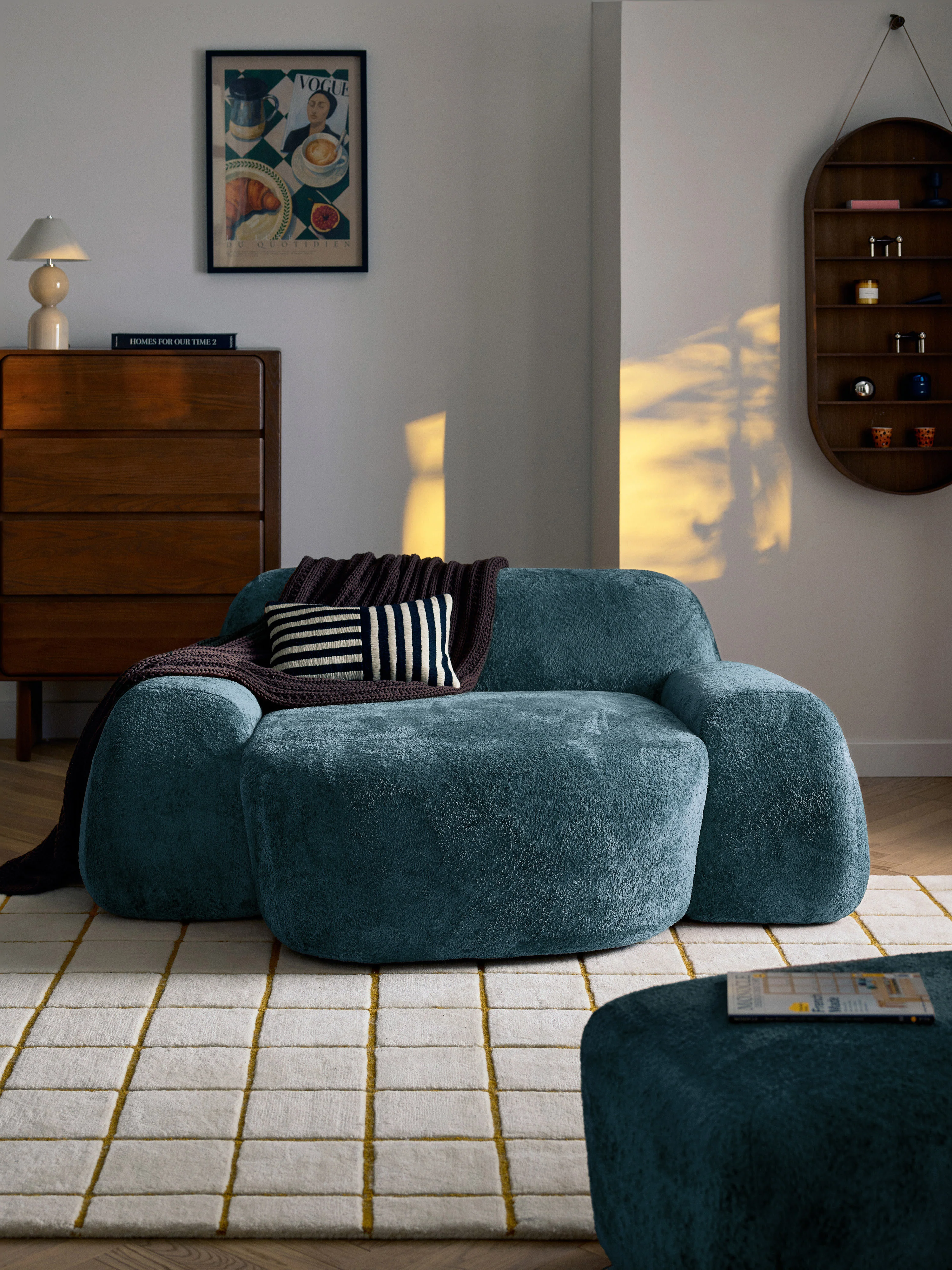 XL teddy bouclé loungestoel Wolke