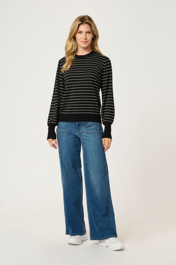 Kaffe KAlizza Striped Pullover Black /turtledove slim stripe