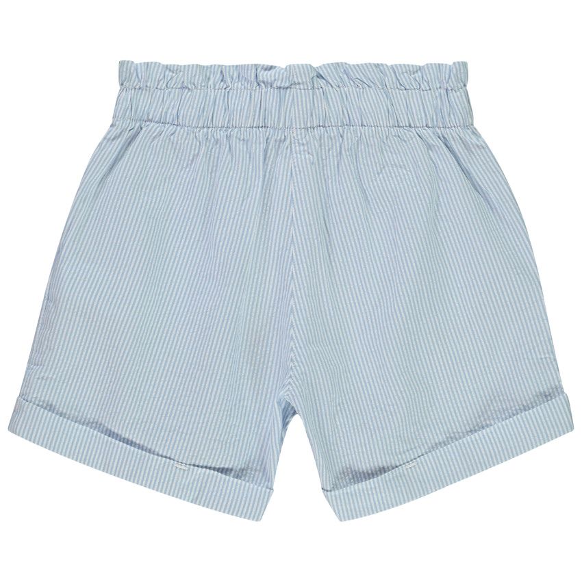 Short paperbag en toile rayée pour fille - Bleu