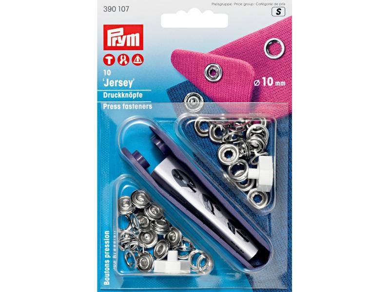 Prym Druckknöpfe Jersey Ring 10 mm, 10 Stück Druckknöpfe Jersey mit leichter Schlusskraft