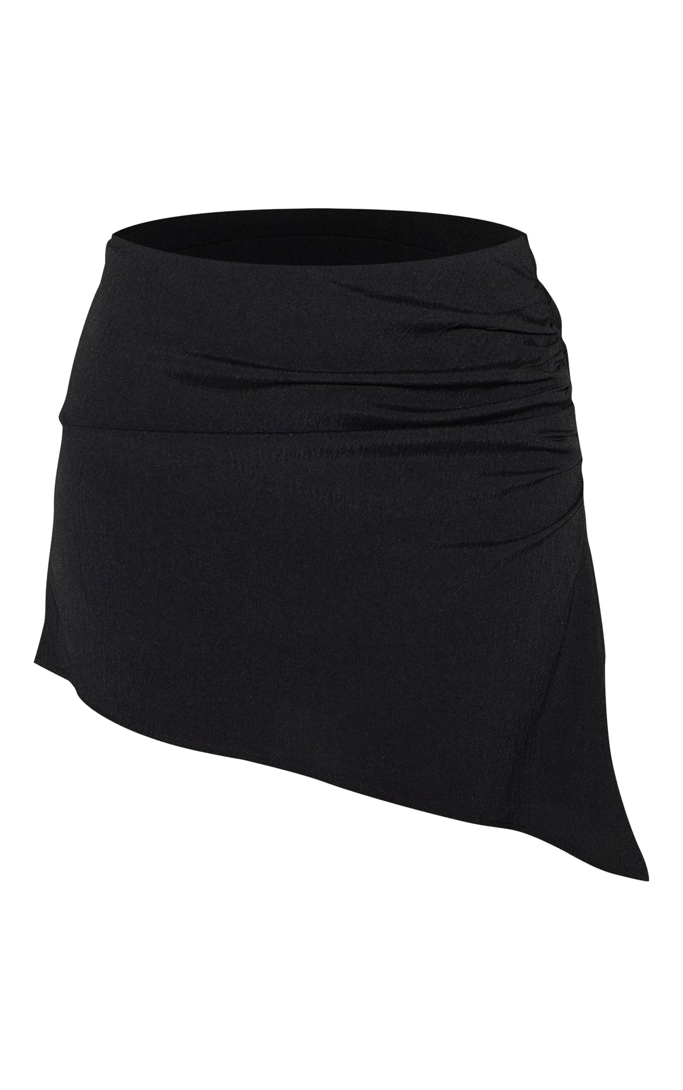 Noir Jupe Mini Taille Mi-haute Froncée En Tissu Tissé Coordonnée